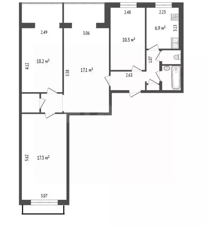 4-к кв. Кемеровская область, Кемерово просп. Ленина, 125 (79.7 м) - Фото 2