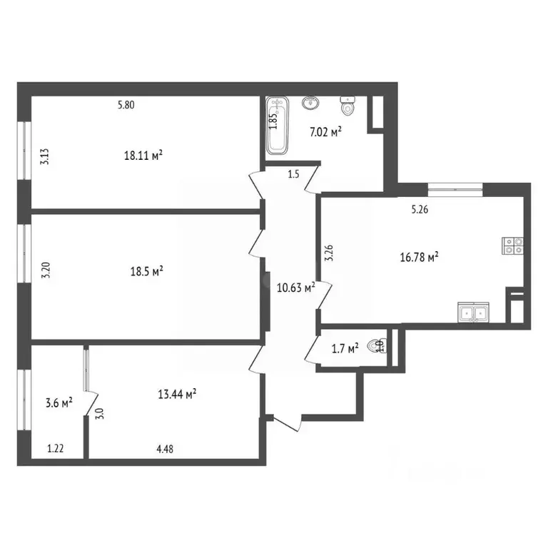 2-к кв. Самарская область, Самара просп. Масленникова, 14А (69.1 м) - Фото 2
