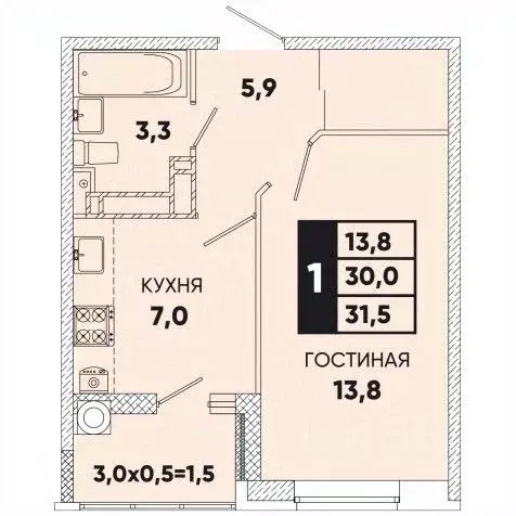 1-к кв. Ростовская область, Ростов-на-Дону ул. Берберовская (31.0 м) - Фото 1