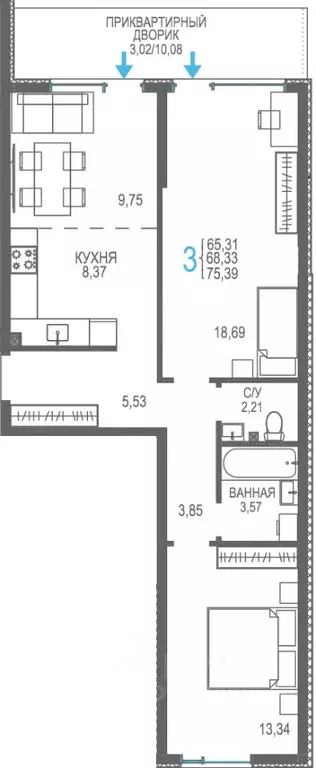 Студия Крым, Сакский район, Лесновское с/пос, с. Прибрежное ул. ... - Фото 1