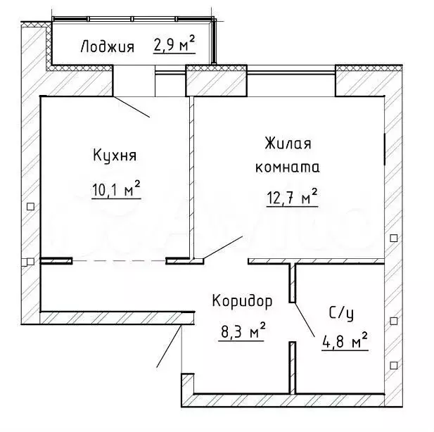 1-к. квартира, 37,4м, 4/8эт. - Фото 1