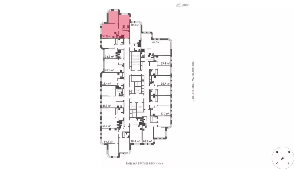 2-комнатная квартира: Москва, ЖК Марк, к3 (58 м) - Фото 1