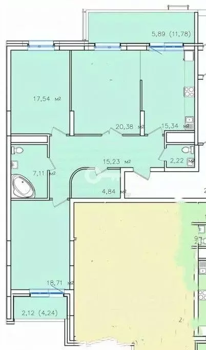 3-к кв. Татарстан, Казань Чистопольская ул., 86/10 (104.9 м) - Фото 1