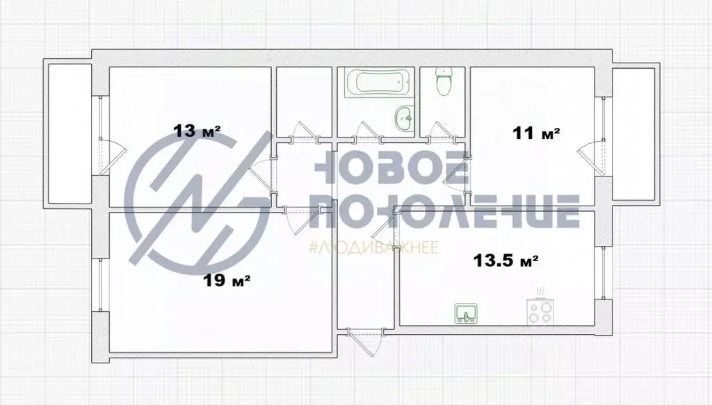 3-к кв. Омская область, Омск ул. Завертяева, 9Д (76.3 м) - Фото 1