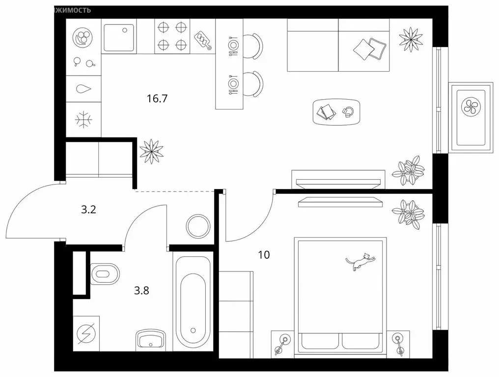 1-комнатная квартира: Москва, жилой комплекс Кавказский Бульвар 51 ... - Фото 1