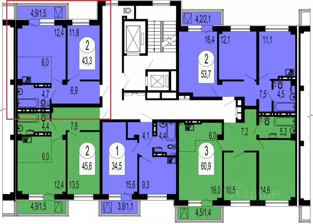 1-к кв. Красноярский край, Красноярск ул. Вильского, 26 (43.0 м) - Фото 2