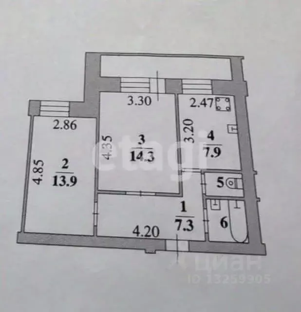 2-к кв. Липецкая область, Липецк Индустриальная ул., 1 (52.4 м) - Фото 2