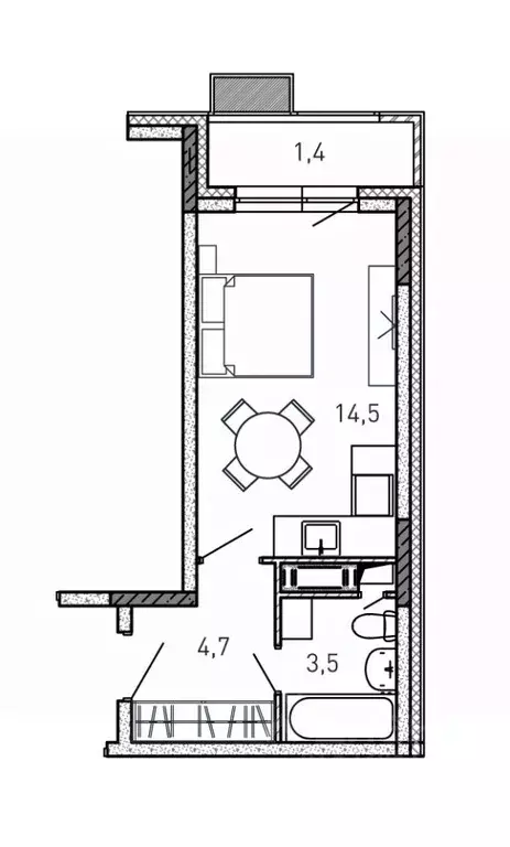 Студия Московская область, Балашиха ул. Твардовского, 56 (24.1 м) - Фото 1
