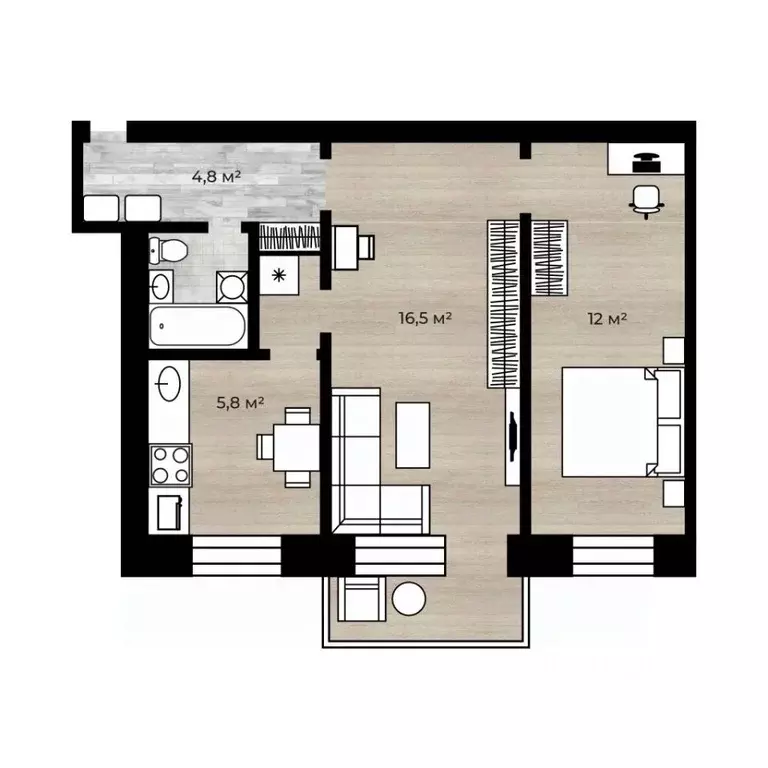 2-к кв. Ярославская область, Ярославль Тутаевское ш., 65 (44.8 м) - Фото 1