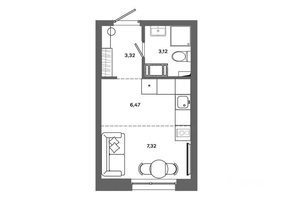 Студия Ханты-Мансийский АО, Сургут ул. Ивана Захарова, 16 (20.23 м) - Фото 1