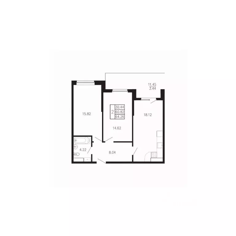 2-к кв. Крым, Феодосия муниципальный округ, Приморский пгт Просторы ... - Фото 1