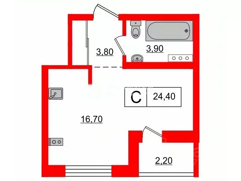 Студия Ленинградская область, Мурино Всеволожский район, просп. ... - Фото 2
