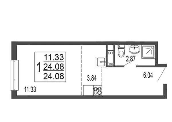 Квартира-студия: Лыткарино, 6-й микрорайон, 15Д (24.08 м) - Фото 0