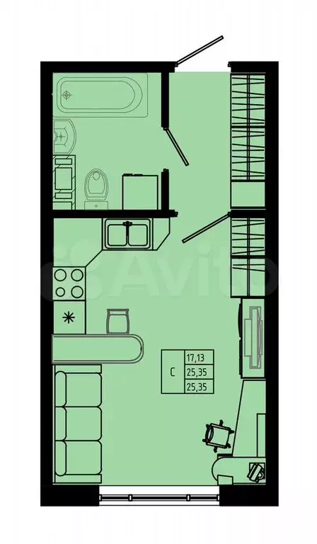 Квартира-студия, 26 м, 5/8 эт. - Фото 0