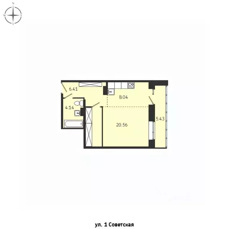 1-к кв. Иркутская область, Иркутск Советская ул., 115/1 (44.58 м) - Фото 0