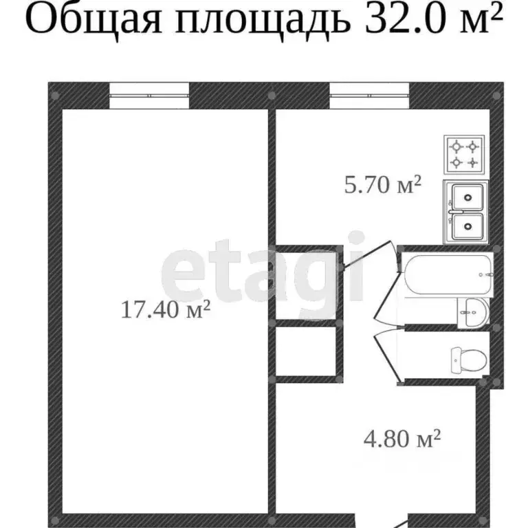 1-к кв. Ямало-Ненецкий АО, Новый Уренгой просп. Губкина, 11 (31.2 м) - Фото 1