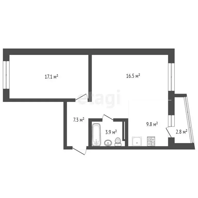 2-комнатная квартира: Кемерово, Притомский проспект, 15 (54.6 м) - Фото 0