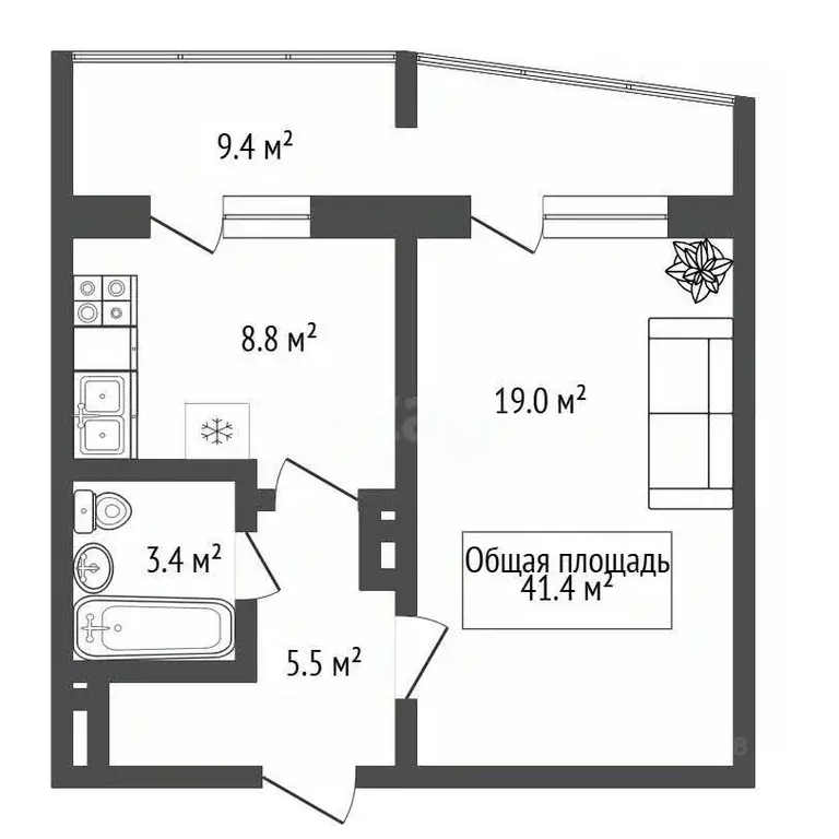 1-к кв. Новосибирская область, Новосибирск Красный просп., 324 (41.4 ... - Фото 2