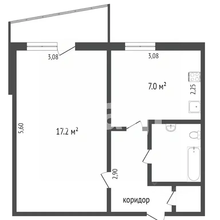 1-к кв. Тюменская область, Тюмень ул. 50 лет Октября, 54 (33.8 м) - Фото 1