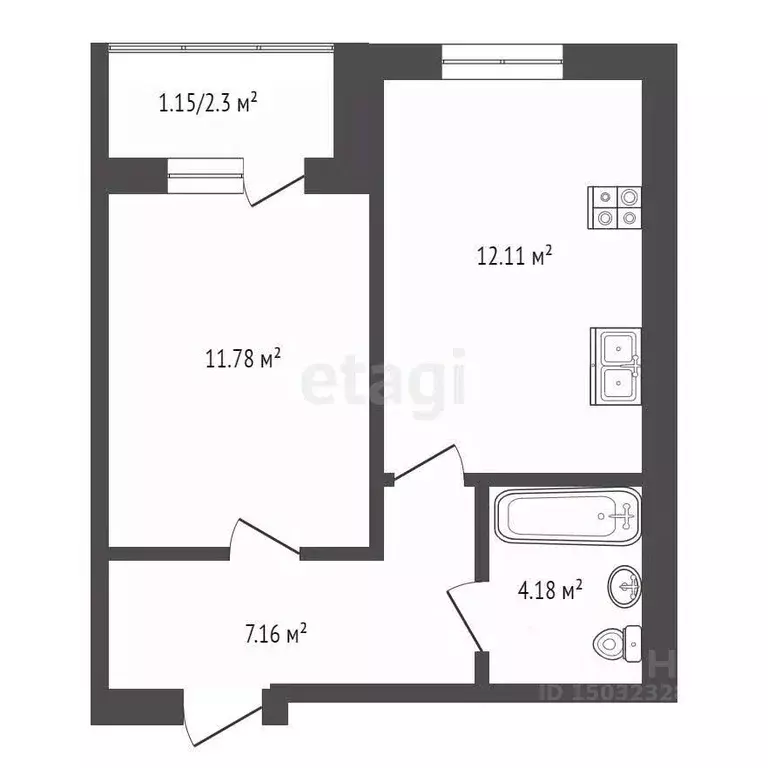 1-к кв. Владимирская область, Муром Карачаровское ш., 17 (35.5 м) - Фото 1