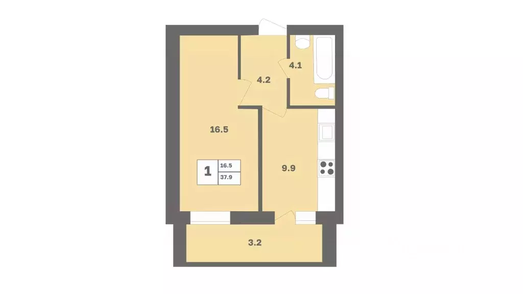 1-к кв. Башкортостан, Уфа Дагестанская ул., лит12 (37.9 м) - Фото 1