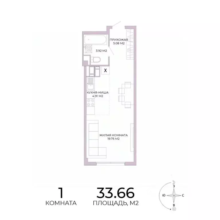 1-к кв. Пензенская область, Пенза Побочинская ул., с18 (33.66 м) - Фото 1