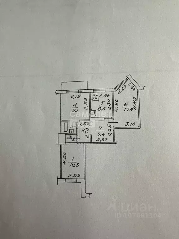 3-к кв. Липецкая область, Липецк Московская ул., 147 (62.5 м) - Фото 1
