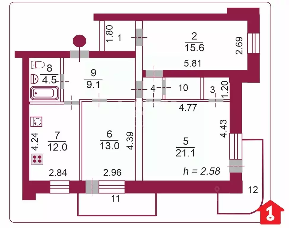 3-к кв. Омская область, Омск ул. Маяковского, 48/1 (84.0 м) - Фото 1