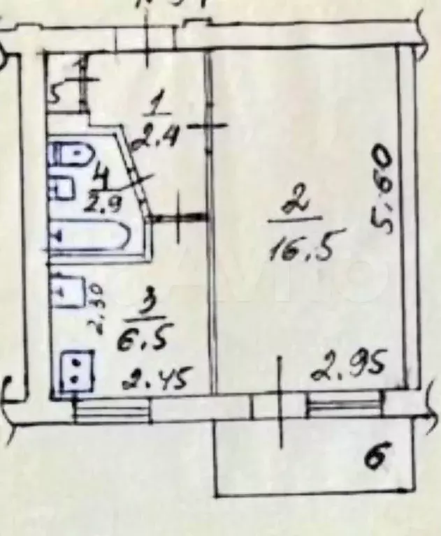 1-к. квартира, 30 м, 5/5 эт. - Фото 0