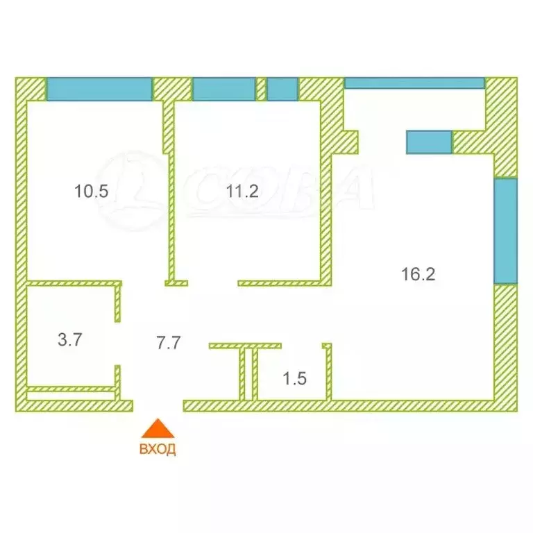 3-комнатная квартира: Тюмень, Полевая улица, 117к4 (50.8 м) - Фото 0
