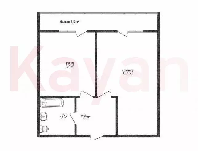1-комнатная квартира: Краснодар, улица Евгении Жигуленко, 3 (31 м) - Фото 1