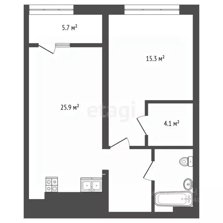 1-к кв. Тюменская область, Тюмень ул. Евгения Войнова, 7 (61.5 м) - Фото 2