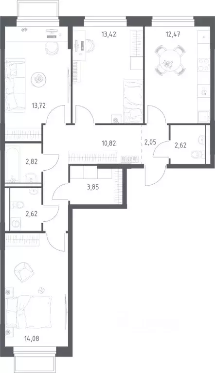 3-к кв. Московская область, Люберцы городской округ, Мирный пгт ... - Фото 1