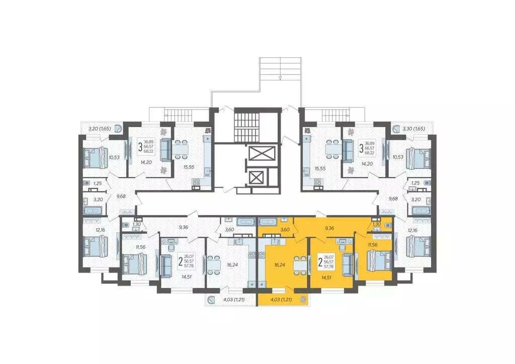 2-комнатная квартира: Краснодар, ЖК Смородина (57.78 м) - Фото 2