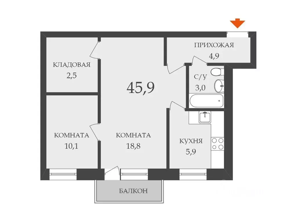 2-к кв. Пензенская область, Пенза Экспериментальная ул., 1 (45.0 м) - Фото 0