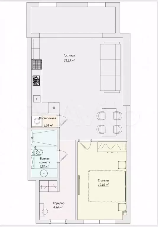 2-к. квартира, 61 м, 4/8 эт. - Фото 0