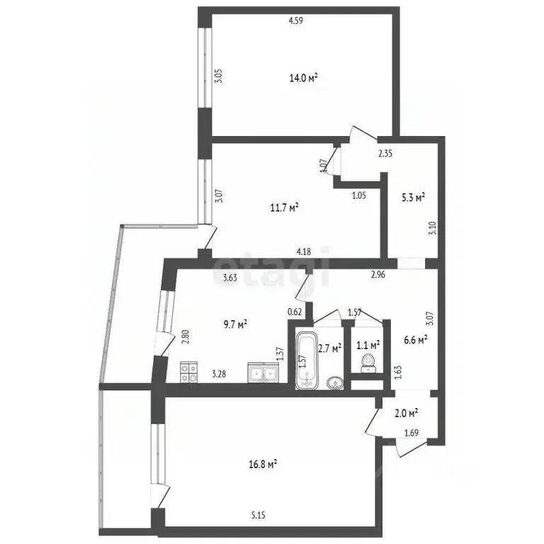 3-к кв. Калининградская область, Калининград Прибрежный мкр, ул. ... - Фото 2