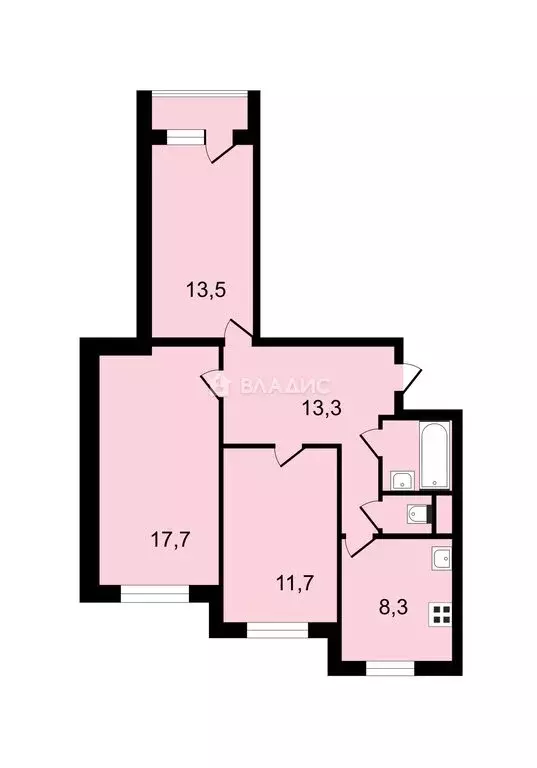 3-комнатная квартира: Сосновый Бор, Молодёжная улица, 26 (67 м) - Фото 0