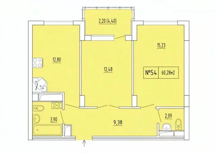 2-к кв. Крым, Феодосия ул. Грина, 43 (60.28 м) - Фото 0