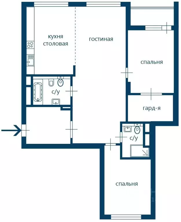 3-к кв. Москва 2-я Черногрязская ул., 6к2 (130.0 м) - Фото 1