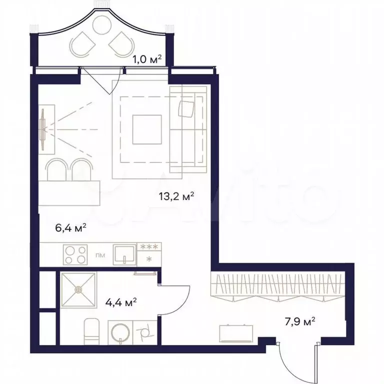 Квартира-студия, 32,9м, 5/23эт. - Фото 0