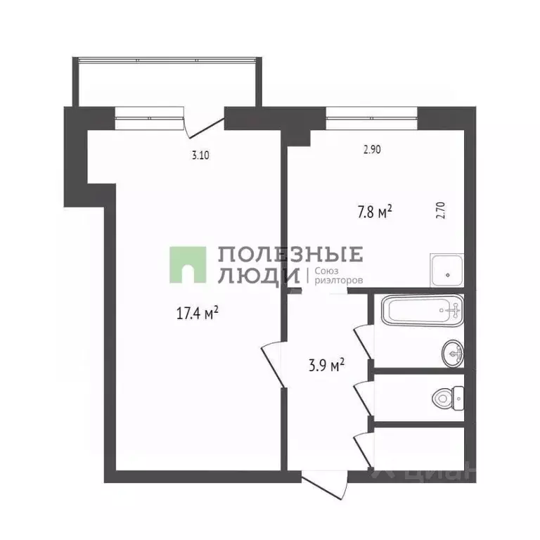 1-к кв. Красноярский край, Красноярск ул. Гусарова, 57 (34.0 м) - Фото 2
