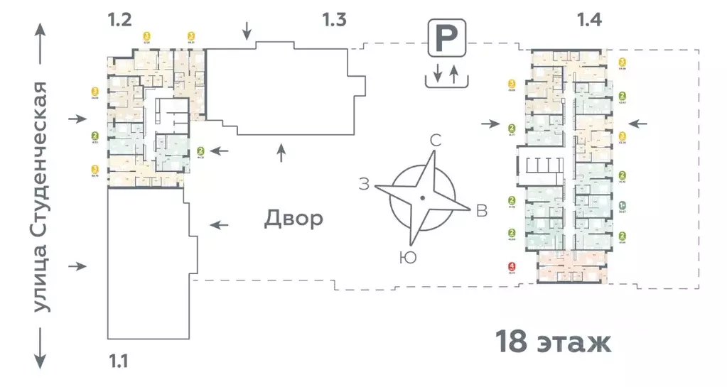 3-к кв. Свердловская область, Екатеринбург ул. Студенческая, 1Д (58.56 ... - Фото 1