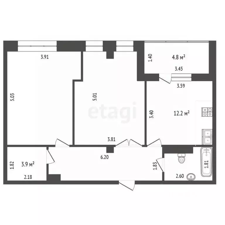 2-к кв. Ханты-Мансийский АО, Сургут ул. Чехова, 12 (67.6 м) - Фото 1