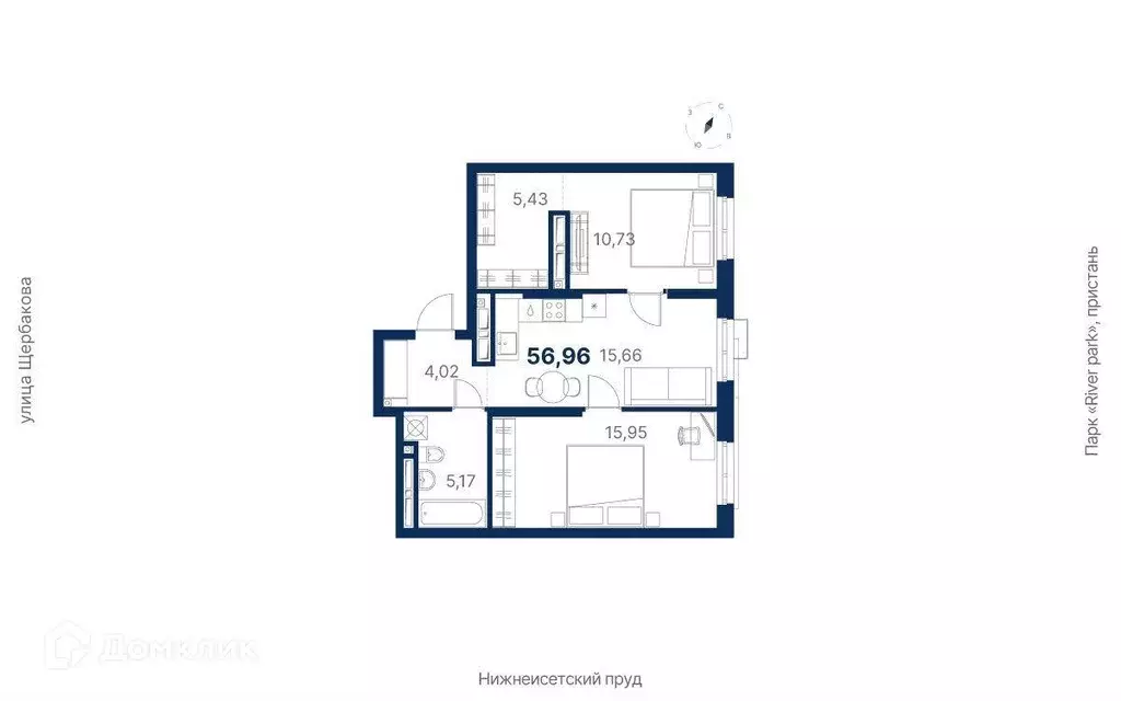 Продаётся 2-к квартира, 57 м - Фото 1