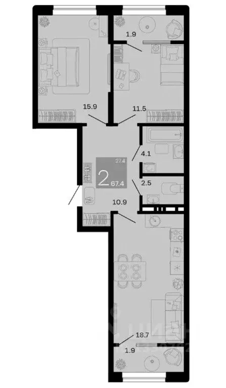 2-к кв. Краснодарский край, Анапа муниципальный округ, с. Супсех ... - Фото 1