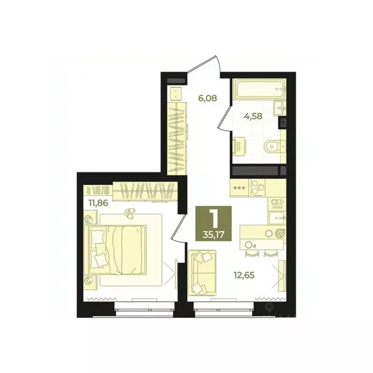 1-к кв. Свердловская область, Екатеринбург Втузгородок жилрайон, Б26 ... - Фото 1