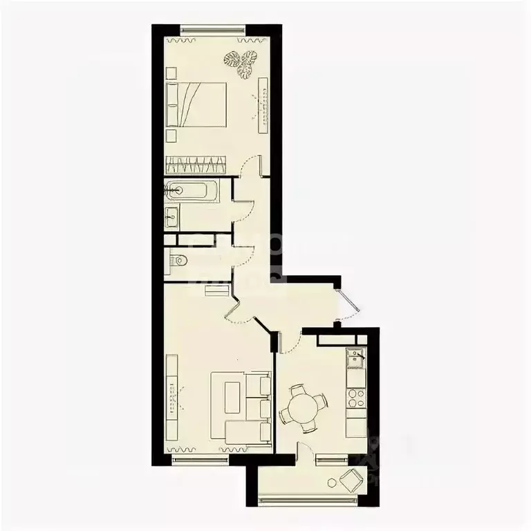 2-к кв. Московская область, Домодедово городской округ, с. Домодедово ... - Фото 2