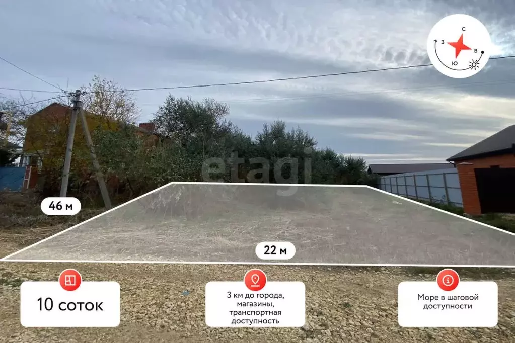 Участок в Краснодарский край, Темрюкский район, Голубицкое с/пос, ... - Фото 1