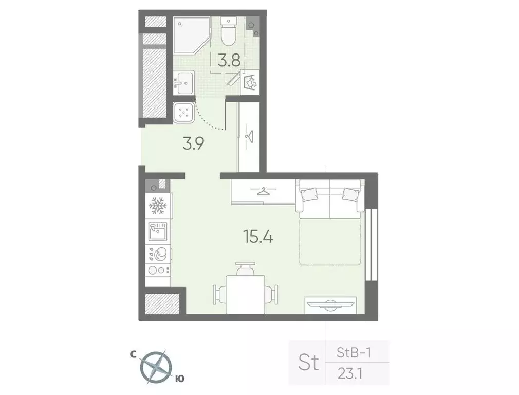 квартира-студия, 23.1 м - Фото 0